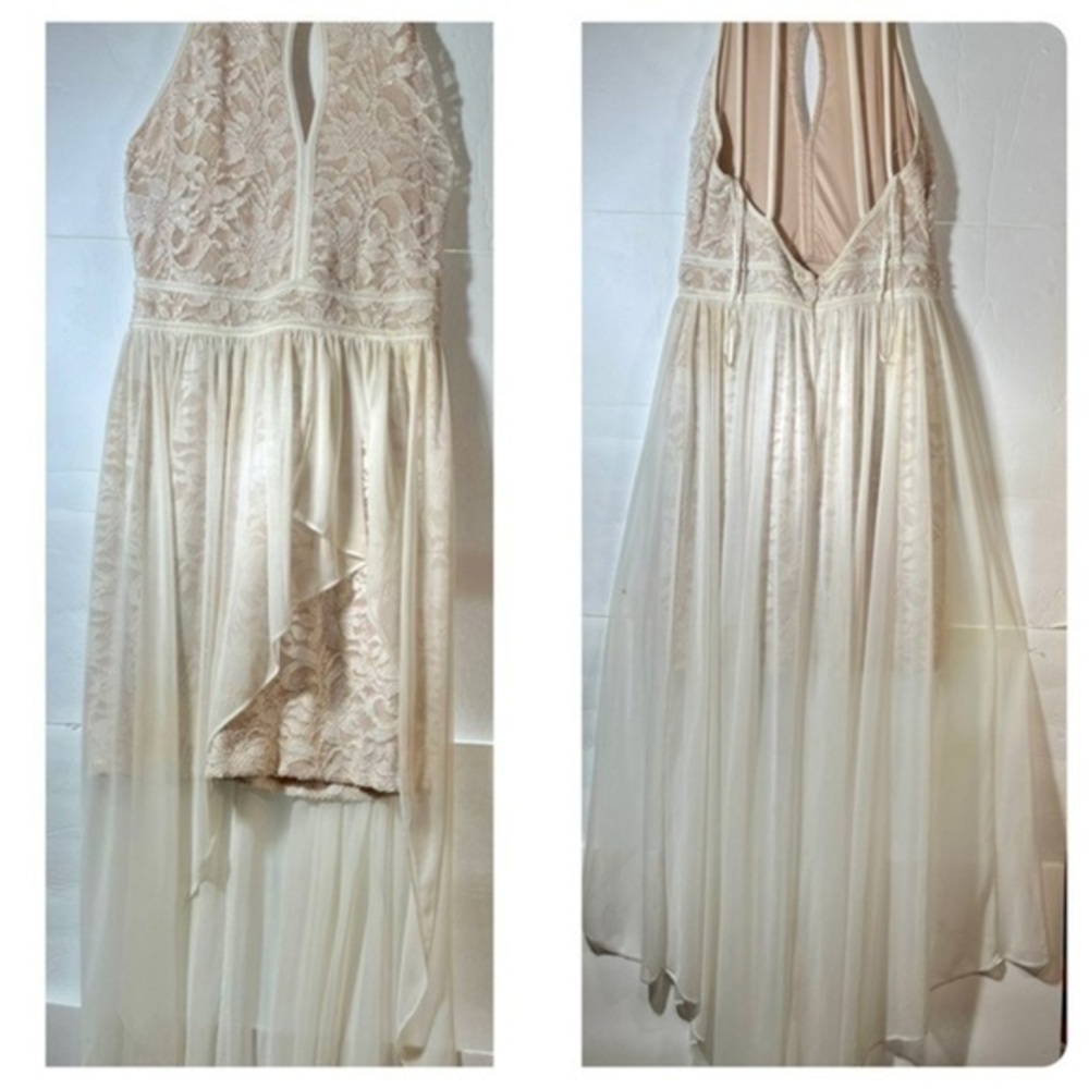 MORGAN & COMPANY WHITE WITH CREAM LINING BRIDAL DRESS SIZE 10